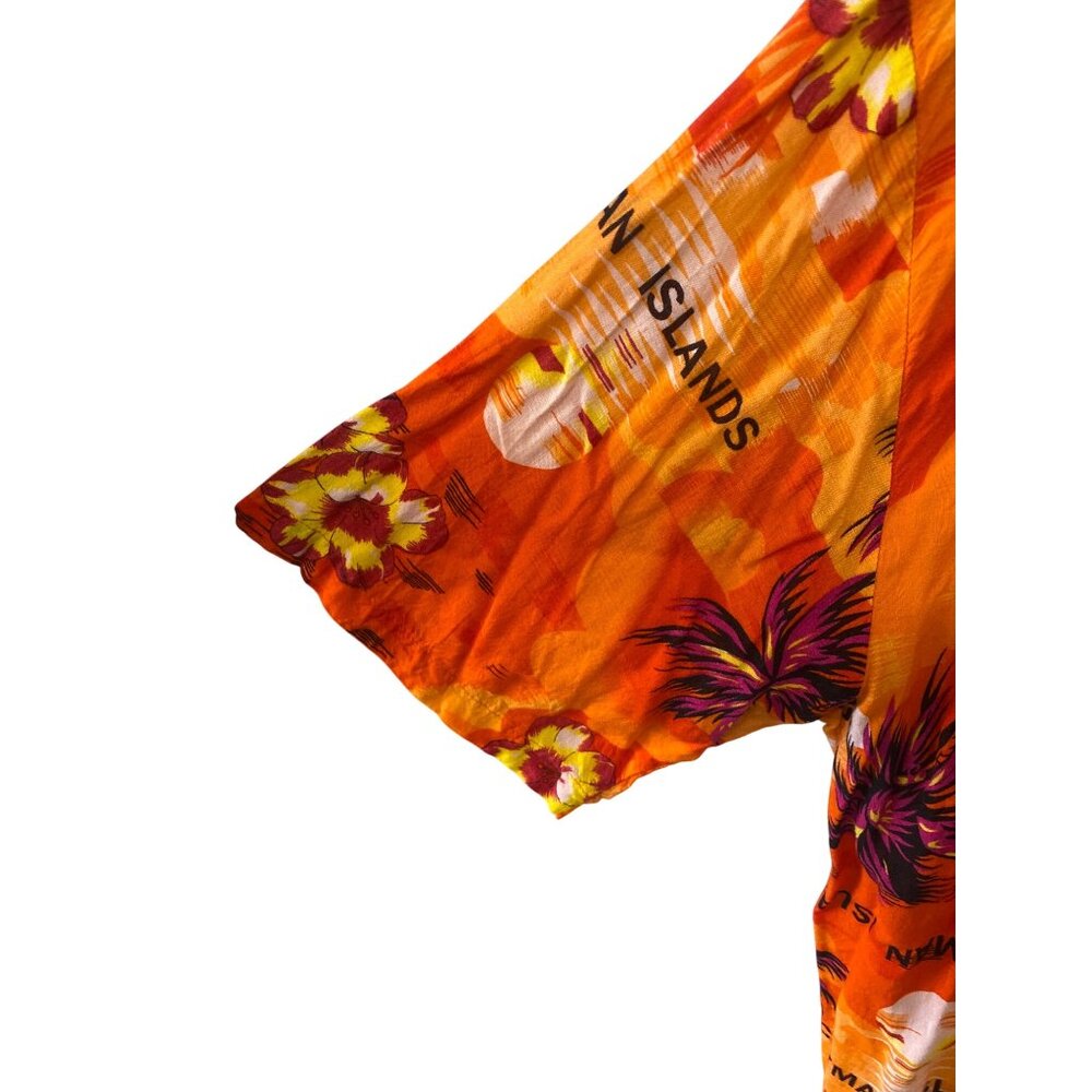 Cayman Islands Orange Tropical Men Button-Down Shirt By Shoreline Size XL Lightw - Picture 5 of 5